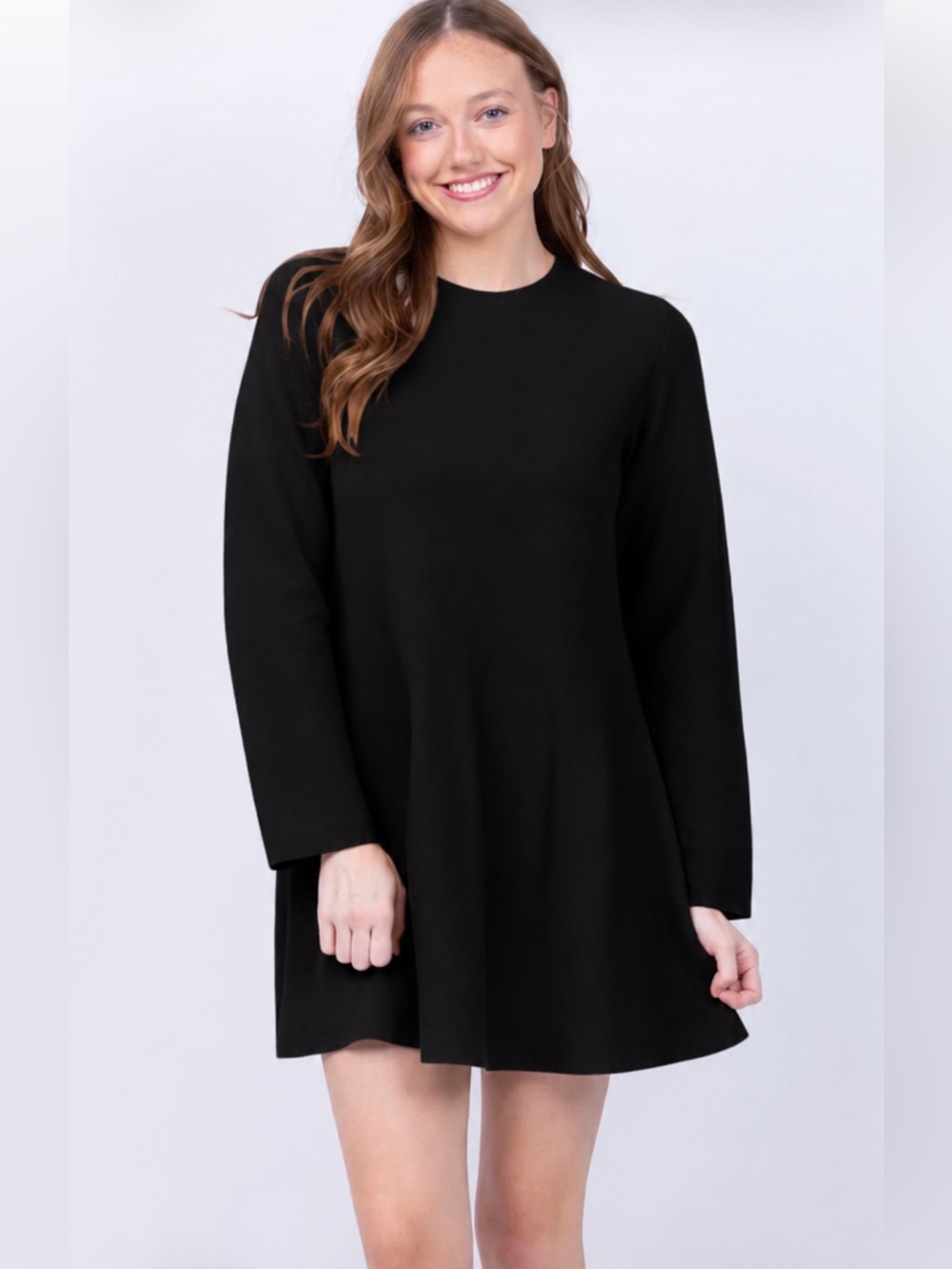 New Theory Wool-Cashmere Flounce Minidress BLACK